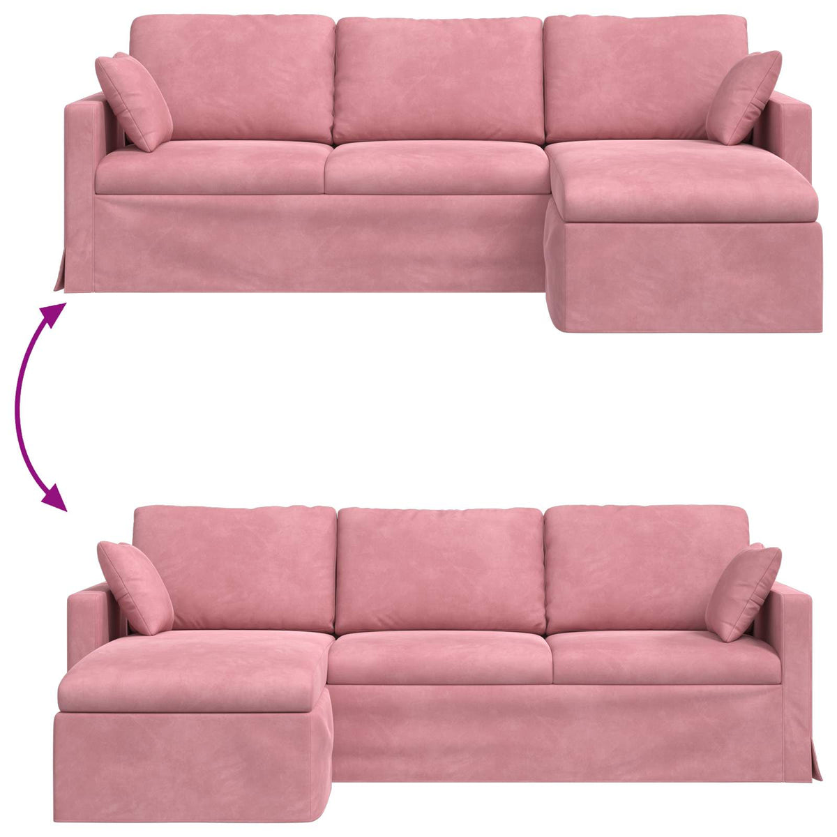 Divano Rosa 228 x 134 x 80 cm Velluto | homemem39