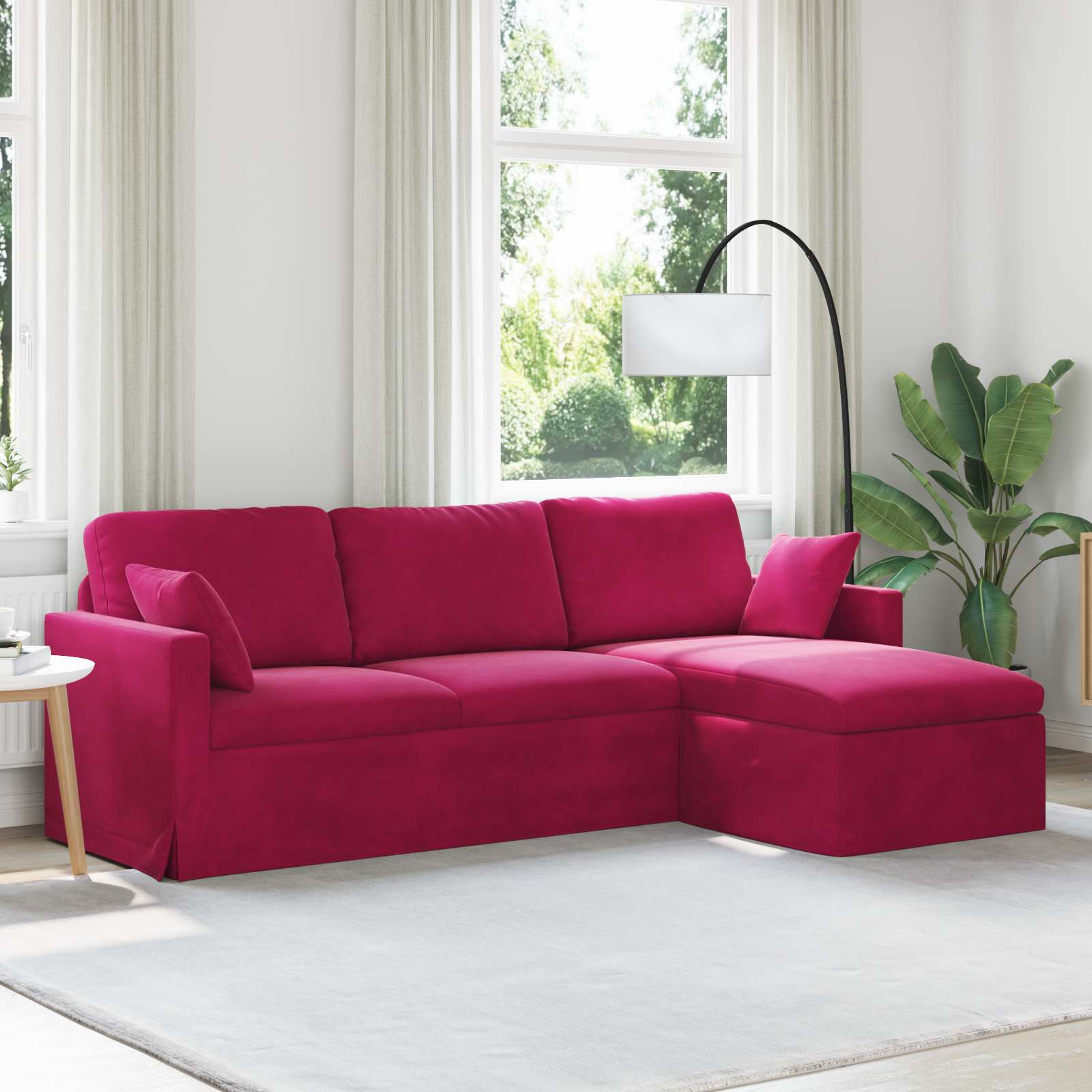 Divano Rosso Vino 228 x 134 x 80 cm Velluto | homemem39