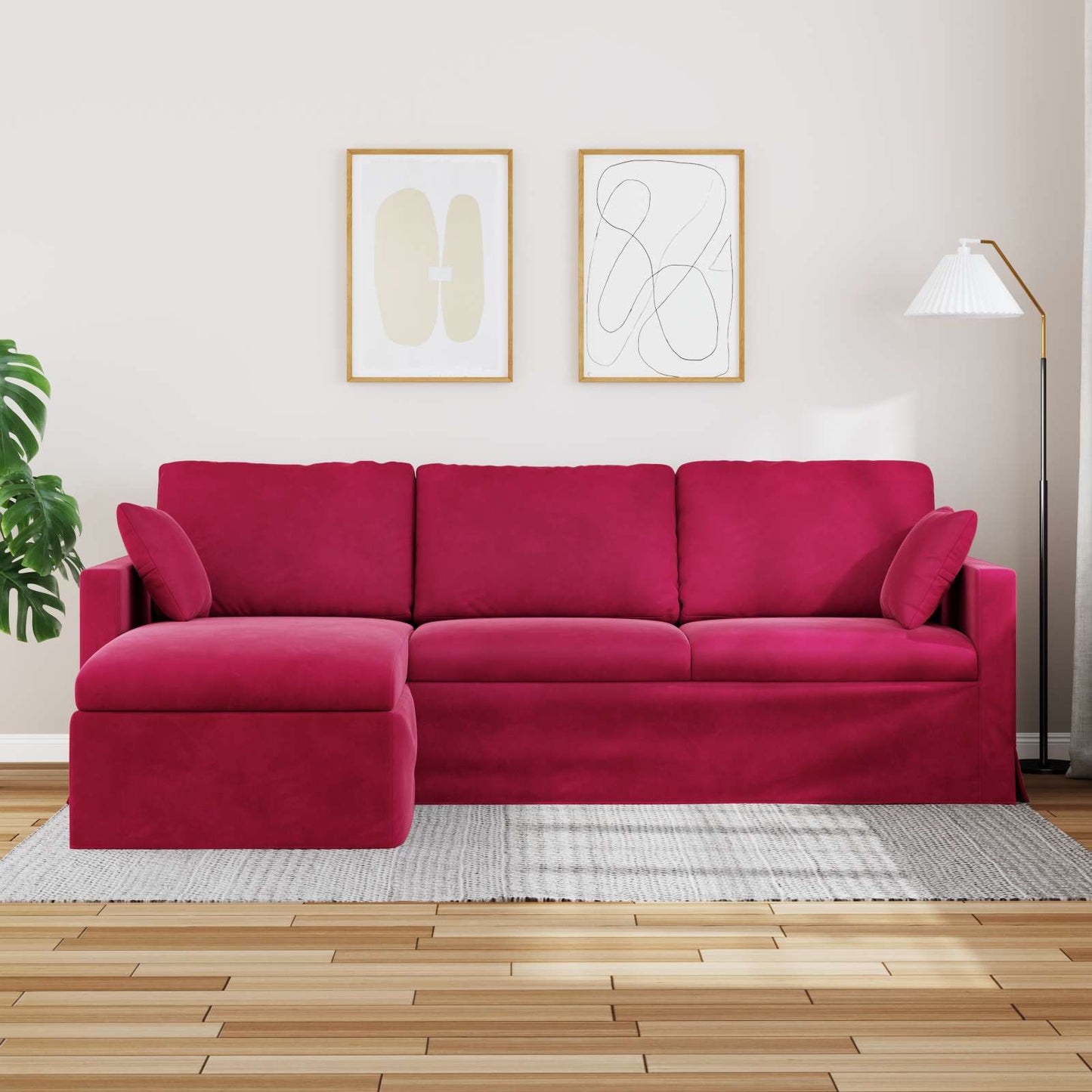 Divano Rosso Vino 228 x 134 x 80 cm Velluto | homemem39