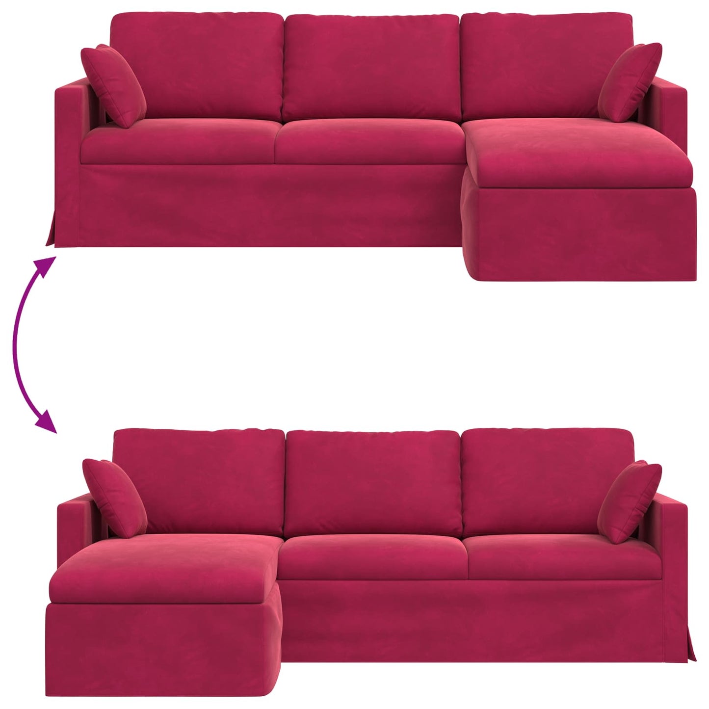 Divano Rosso Vino 228 x 134 x 80 cm Velluto | homemem39