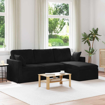 Divano Nero 228 x 134 x 80 cm Velluto | homemem39