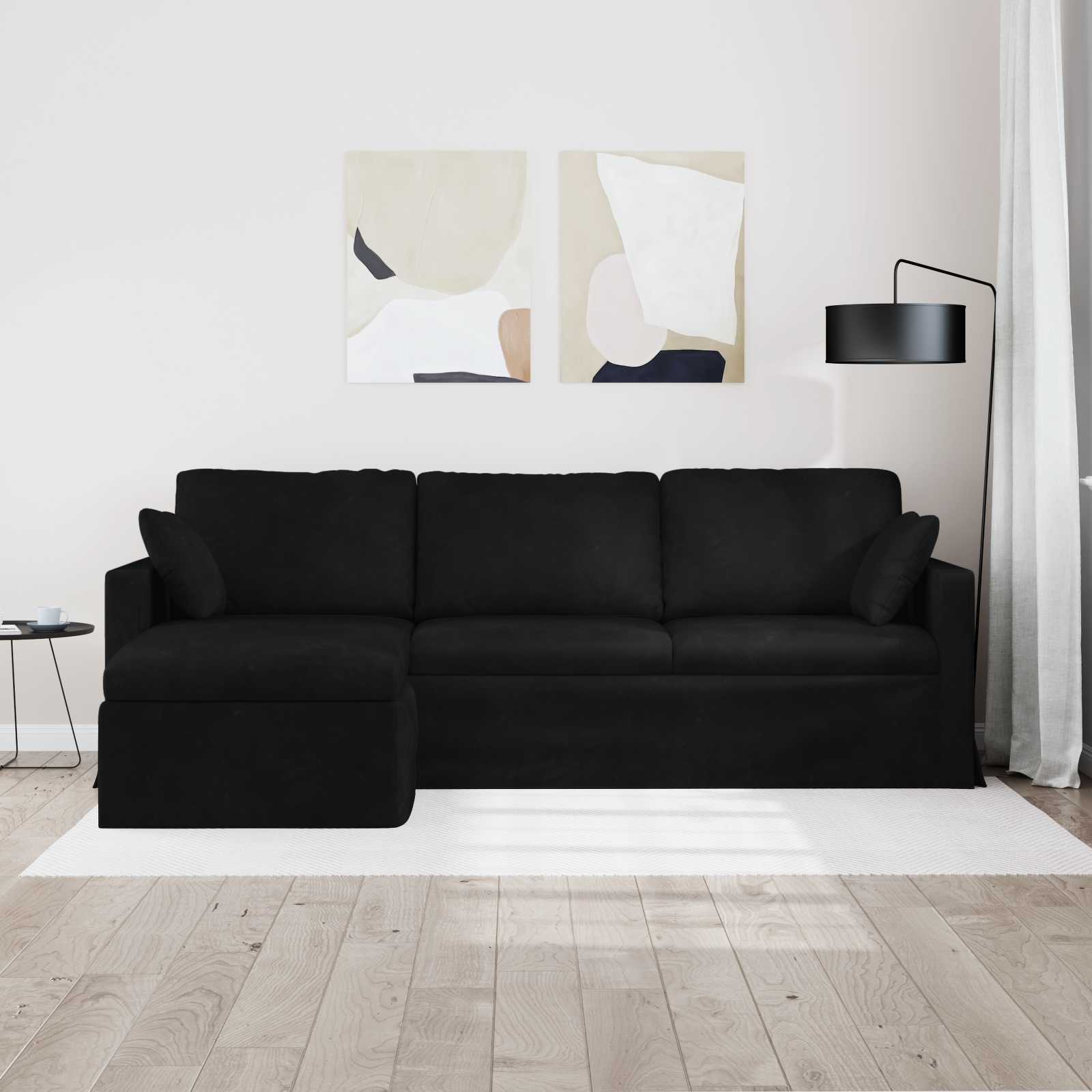 Divano Nero 228 x 134 x 80 cm Velluto | homemem39
