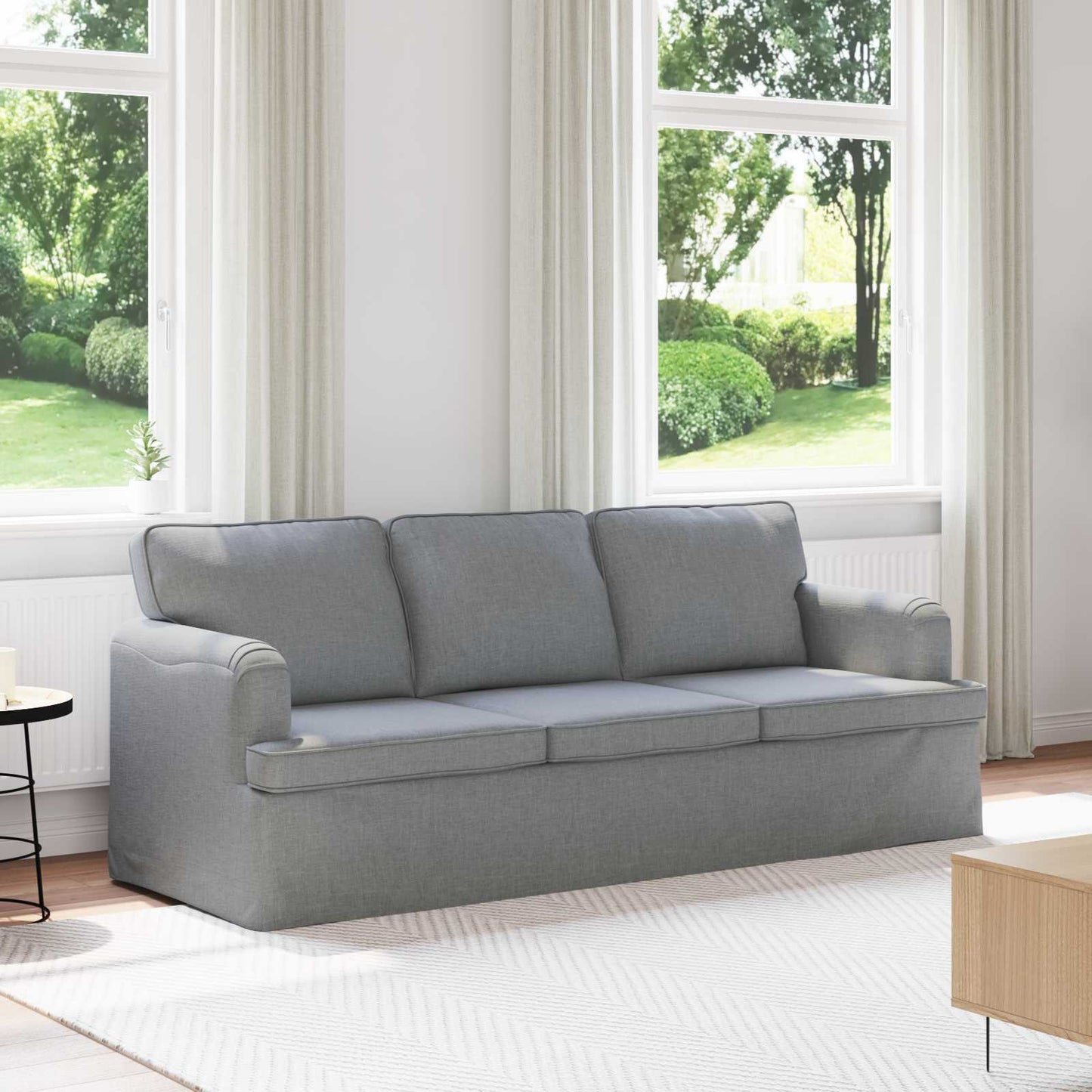 Divano Grigio chiaro 201 x 80 x 85 cm Tessuto
