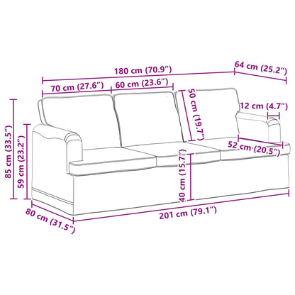 Divano Grigio chiaro 201 x 80 x 85 cm Tessuto
