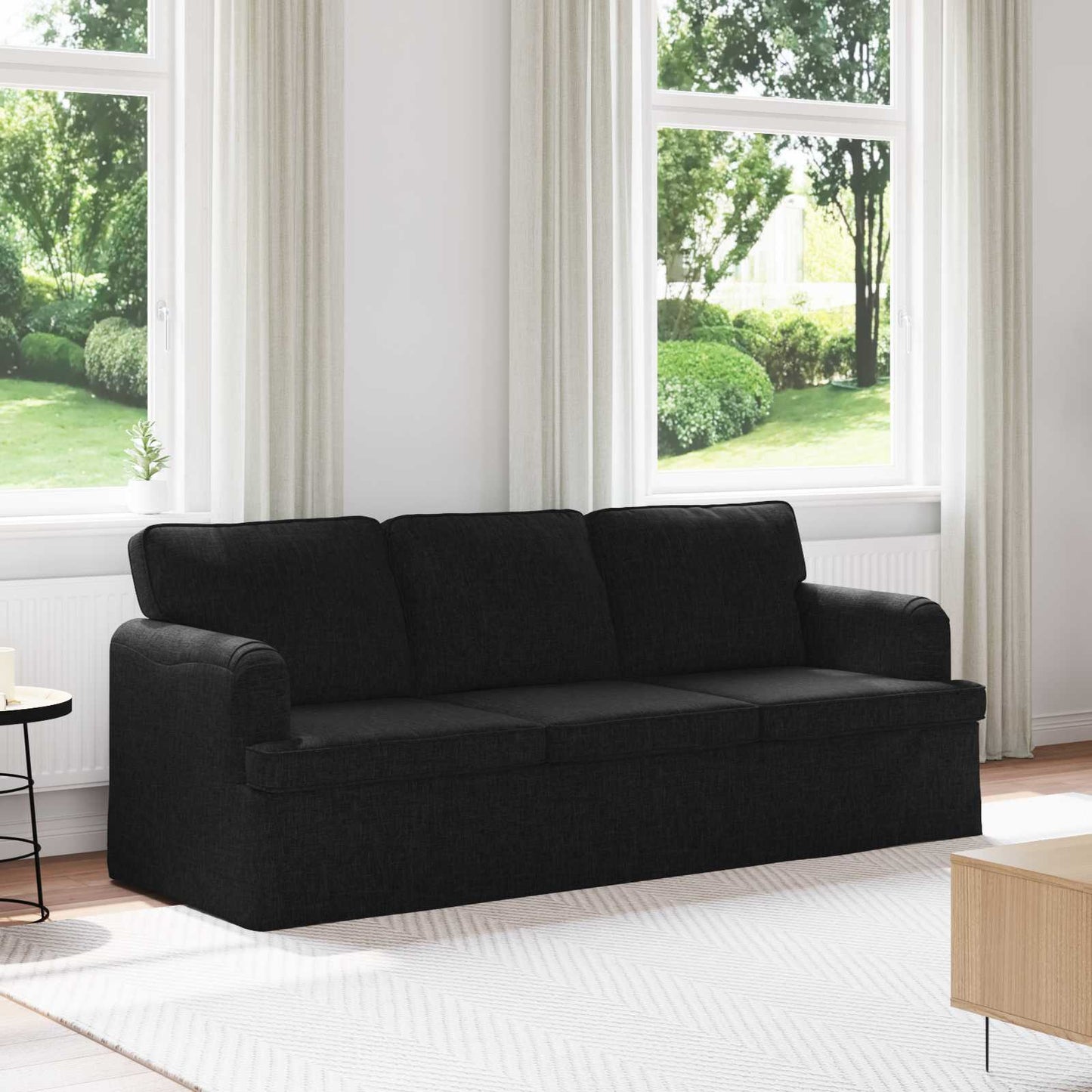 Divano Nero 201 x 80 x 85 cm Tessuto