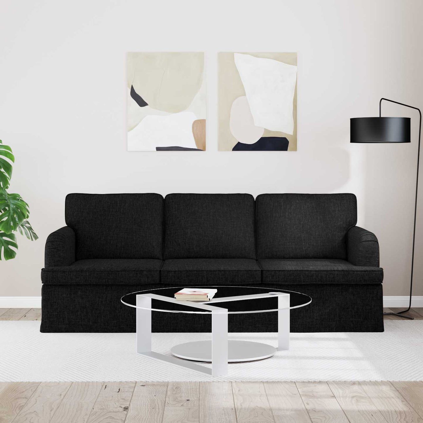 Divano Nero 201 x 80 x 85 cm Tessuto | homemem39