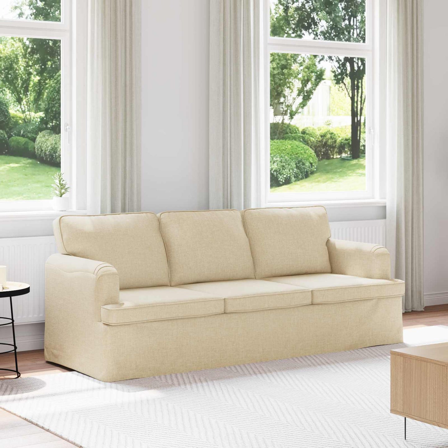 Divano Crema 201 x 80 x 85 cm Tessuto