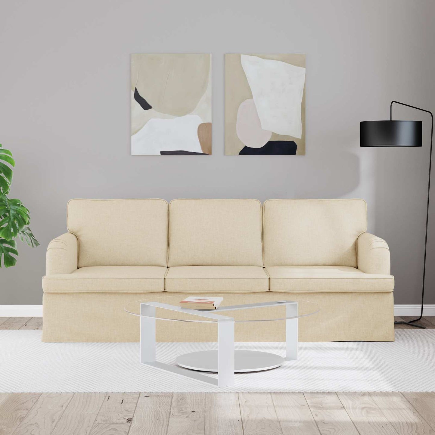 Divano Crema 201 x 80 x 85 cm Tessuto | homemem39