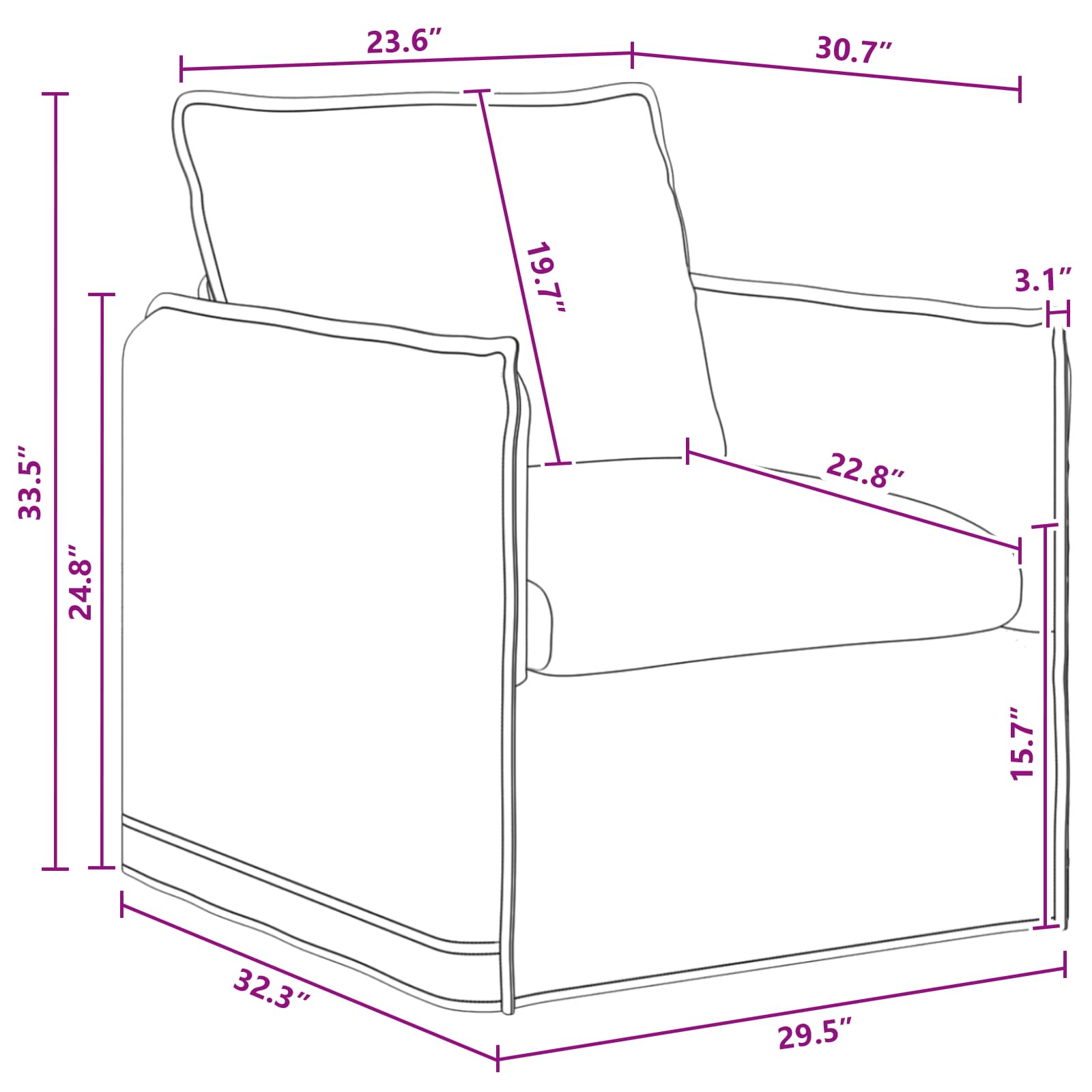 Divano Grigio scuro 75 x 82 x 85 cm Tessuto | homemem39
