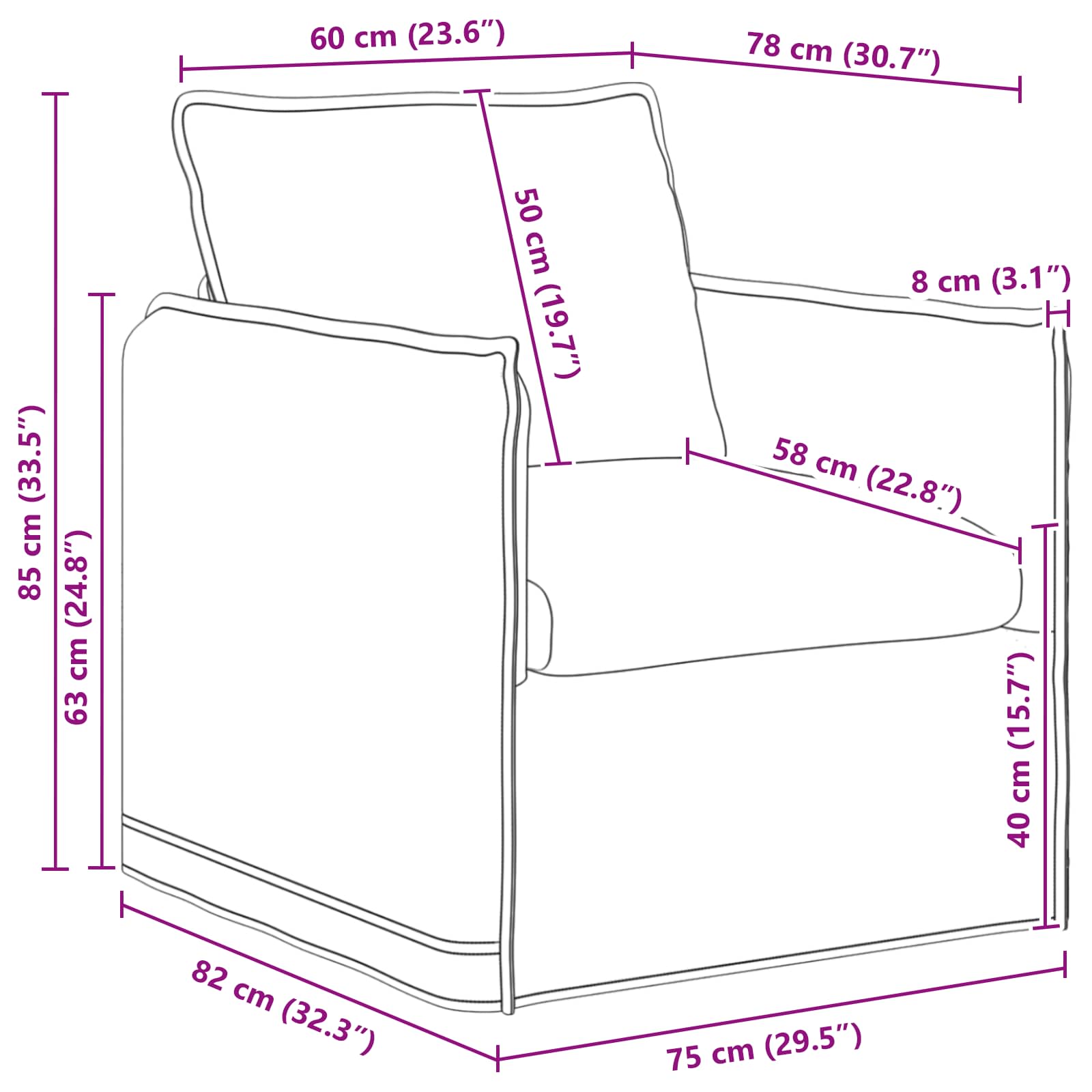 Divano Crema 75 x 82 x 85 cm Tessuto | homemem39
