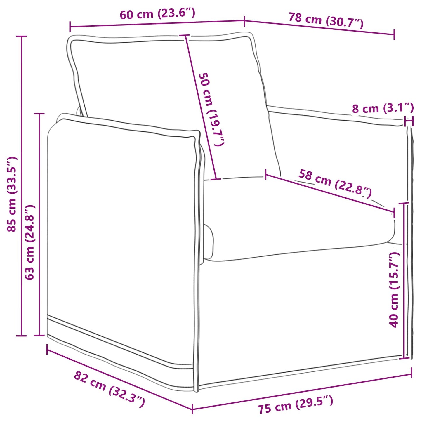 Divano Blu 75 x 82 x 85 cm Tessuto