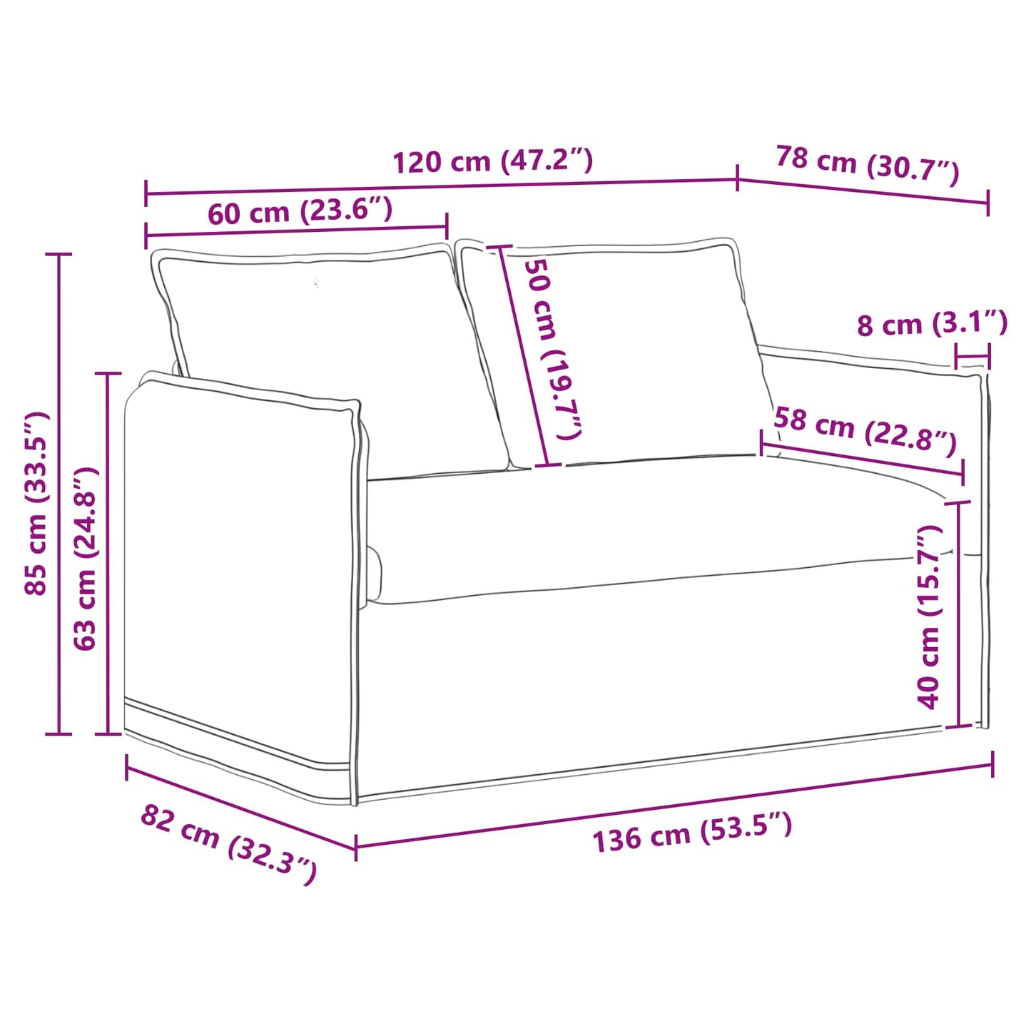 Divano Crema 136 x 82 x 85 cm Tessuto | homemem39