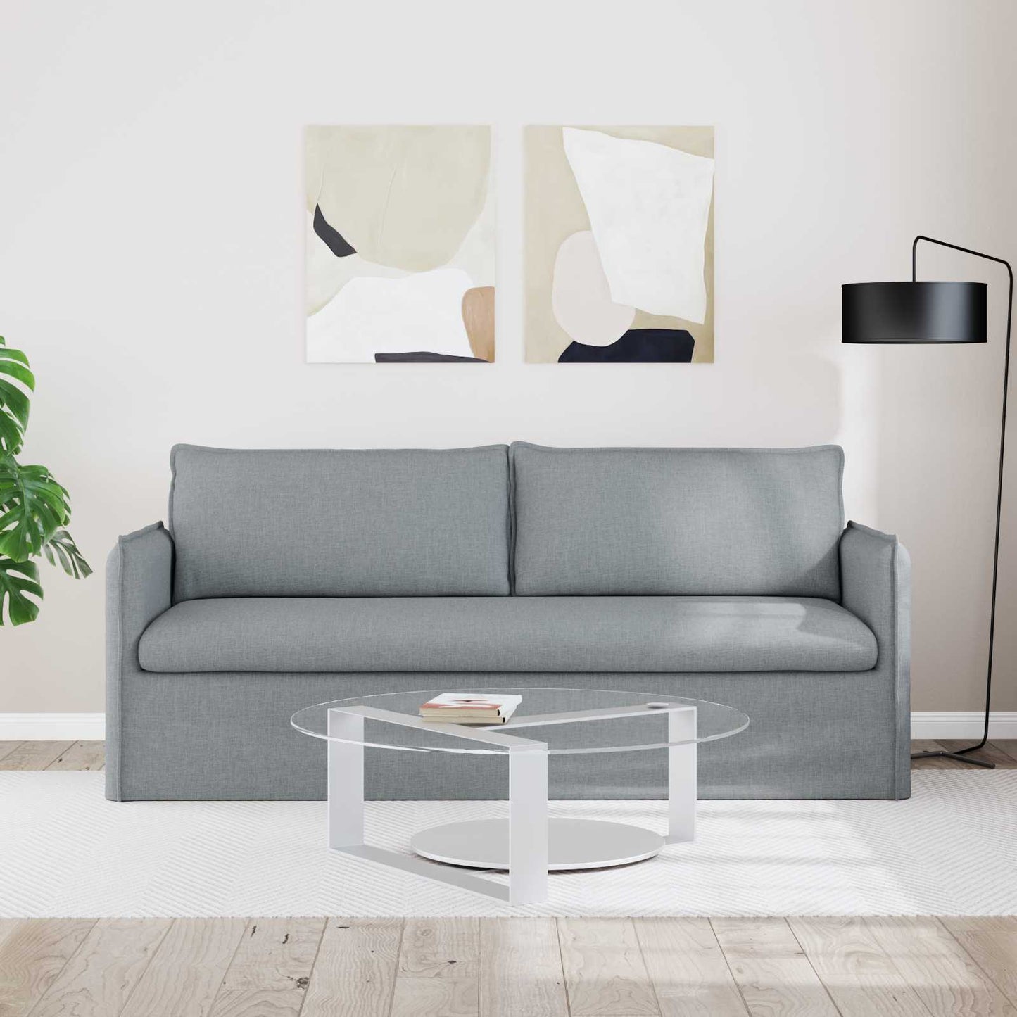 Divano Grigio chiaro 196 x 82 x 85 cm Tessuto
