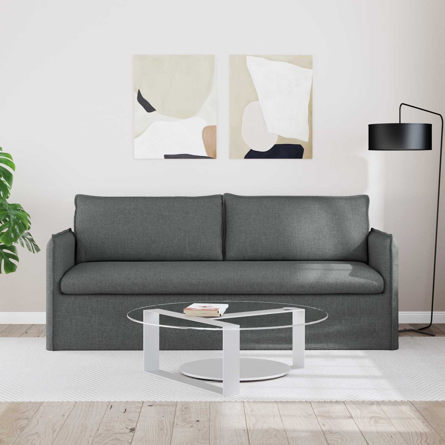 Divano Grigio scuro 196 x 82 x 85 cm Tessuto | homemem39
