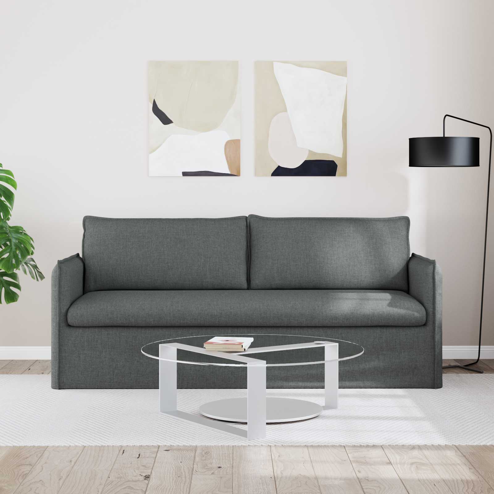 Divano Grigio scuro 196 x 82 x 85 cm Tessuto | homemem39