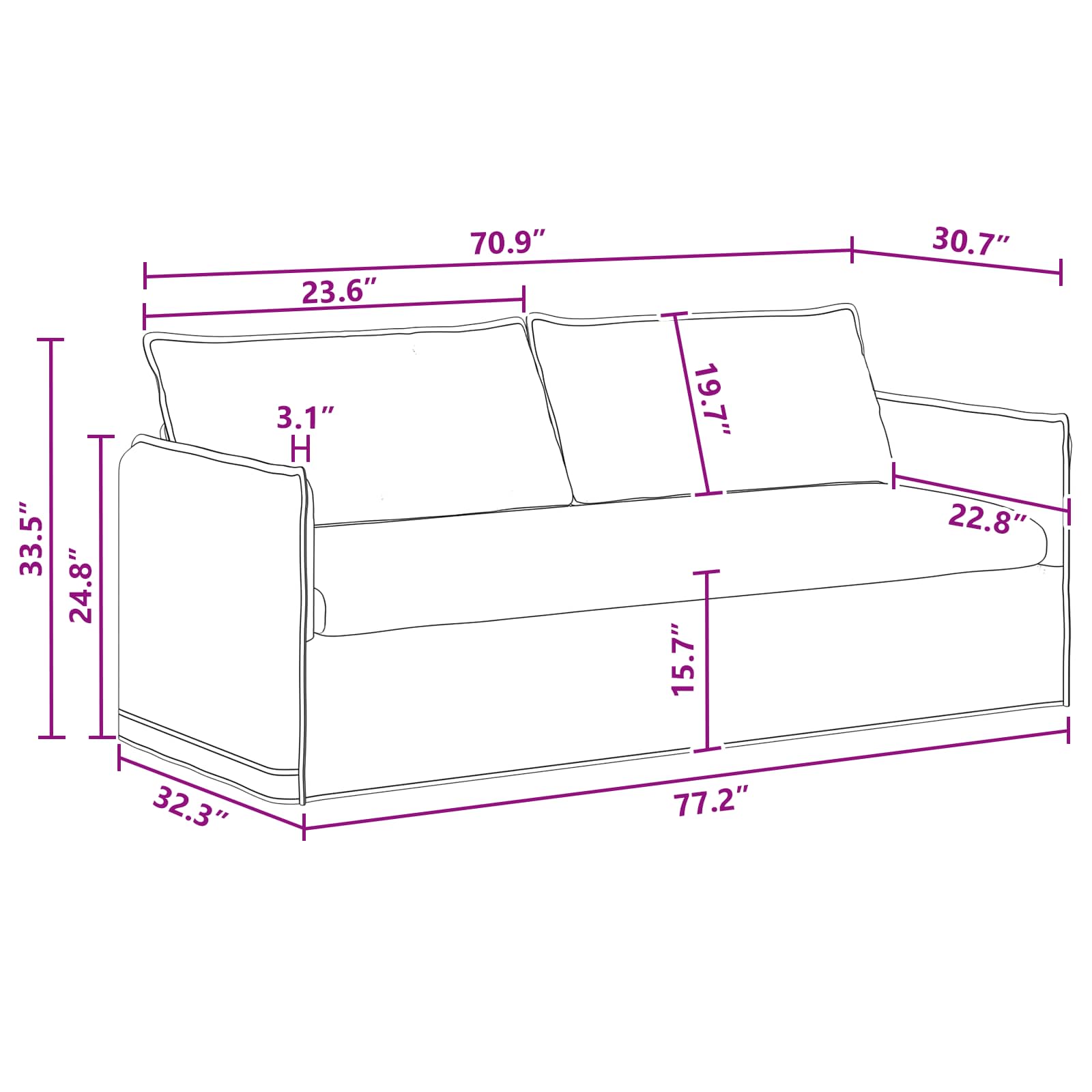 Divano Grigio scuro 196 x 82 x 85 cm Tessuto | homemem39