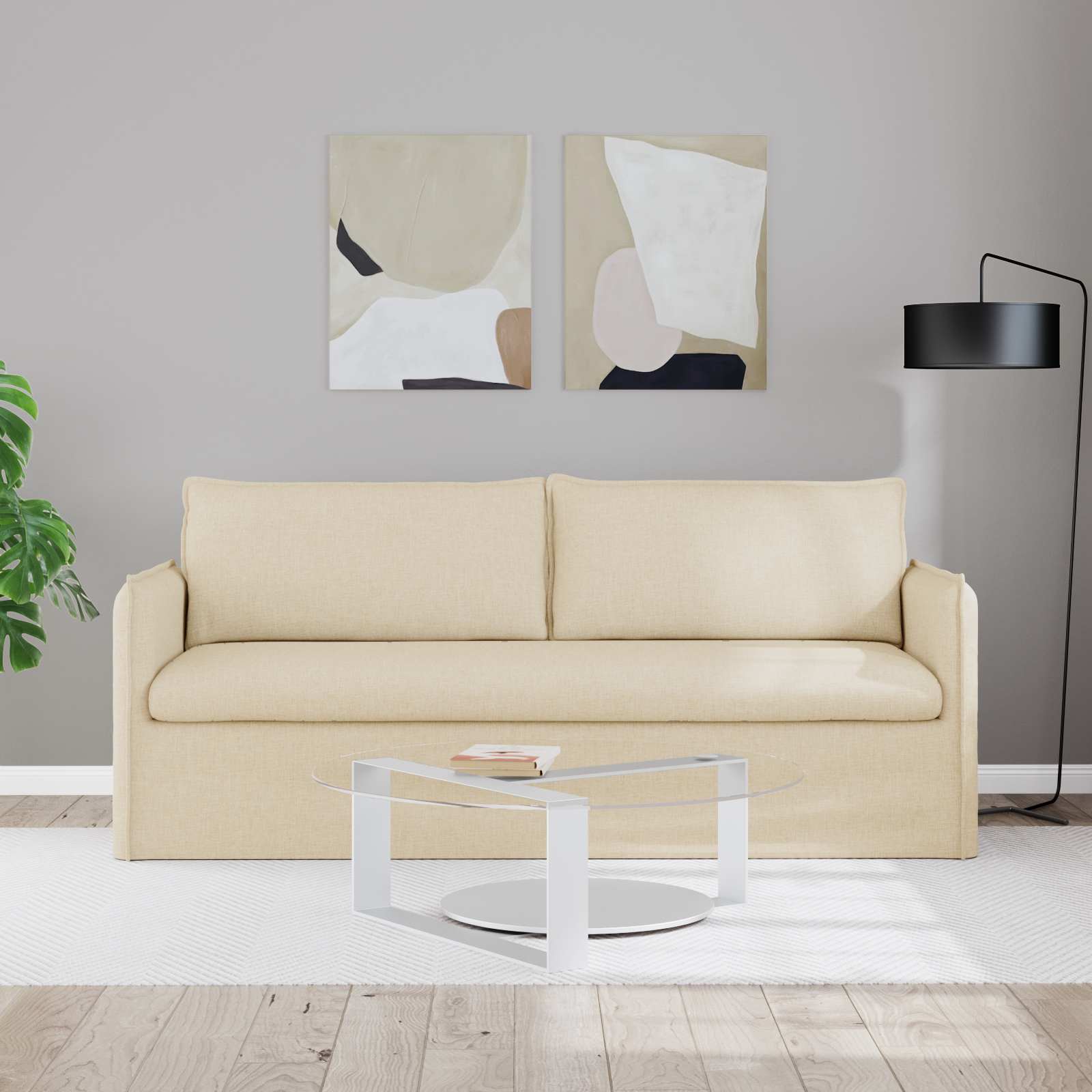 Divano Crema 196 x 82 x 85 cm Tessuto | homemem39