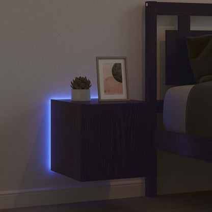 Mobile TV da parete con LED Rovere Nero 30,5 x 35 x 30 cm