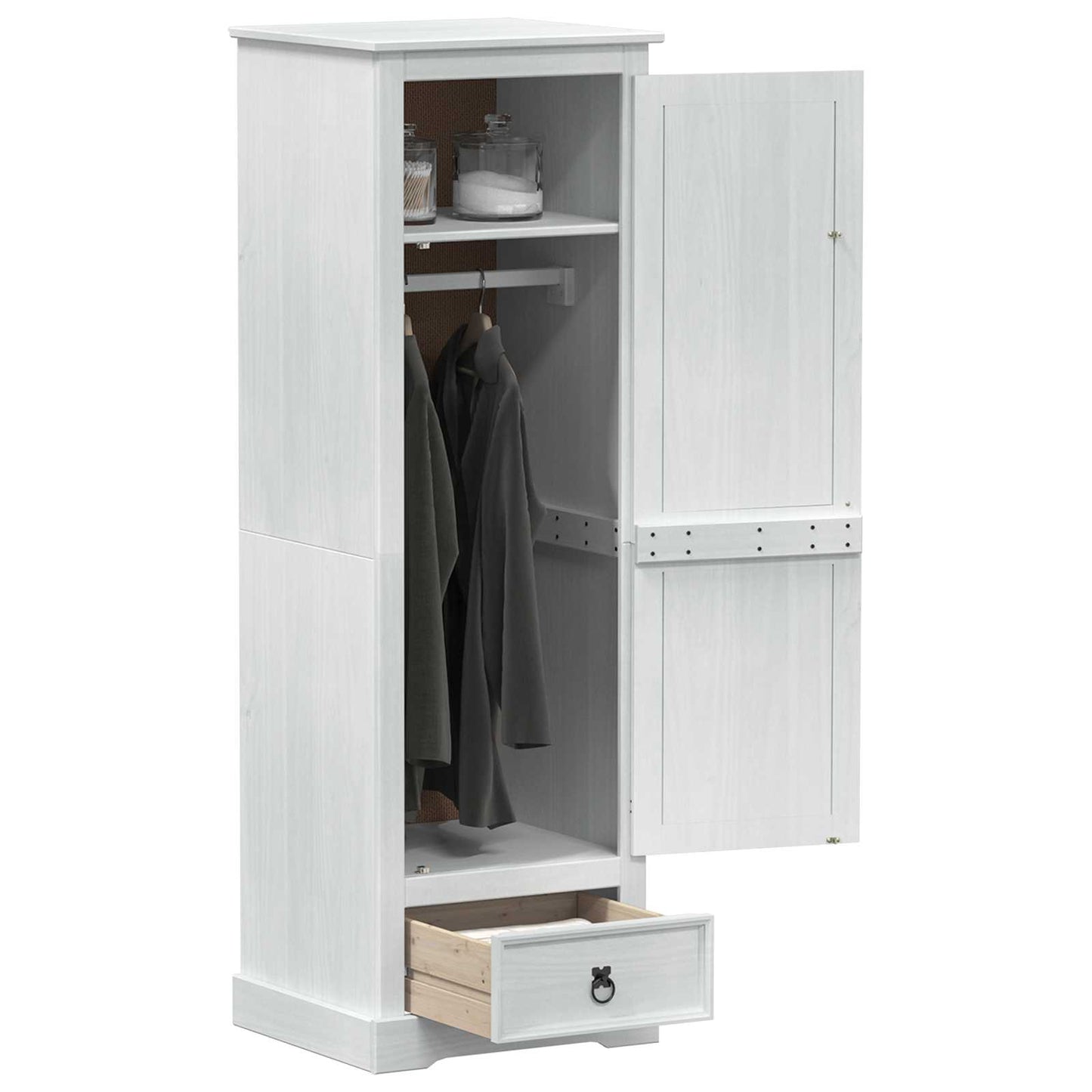 Armadi con cassetto Bianco 55 x 50 x 170 cm Pino massello | homemem39