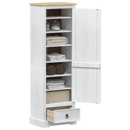 Armadi con cassetto Bianco 55 x 38 x 170 cm Pino massello | homemem39