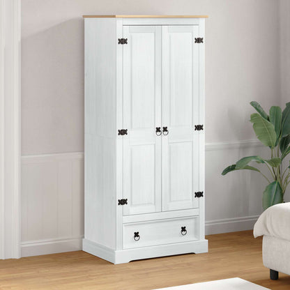 Armadi con cassetto Bianco 76 x 50 x 170 cm Pino massello | homemem39