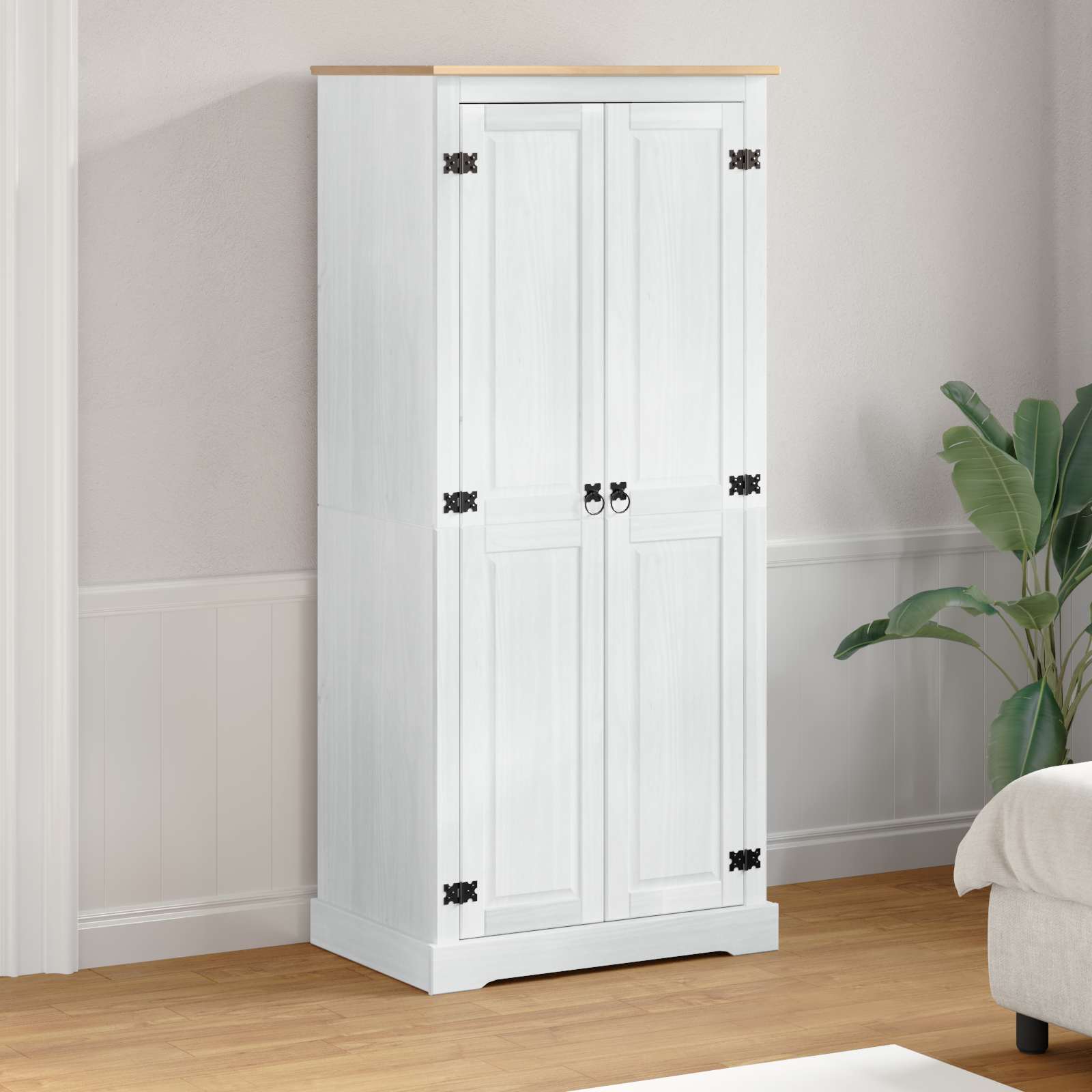 Armadi con lo scaffale Bianco 76 x 50 x 170 cm Pino massello | homemem39