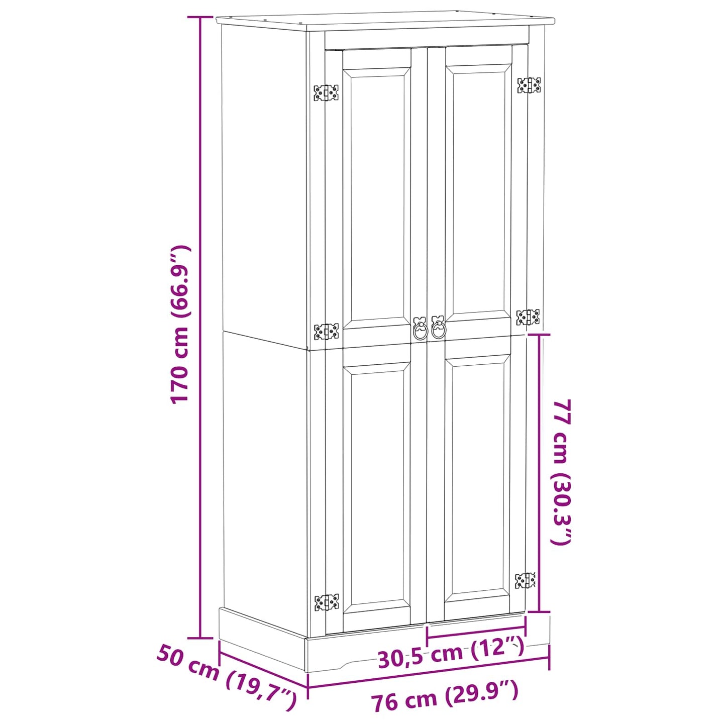 Armadi con lo scaffale Bianco 76 x 50 x 170 cm Pino massello | homemem39
