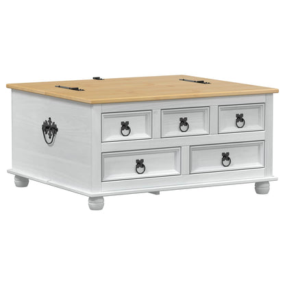 storage box con cassetto Bianco 90 x 78 x 45 cm Pino massello