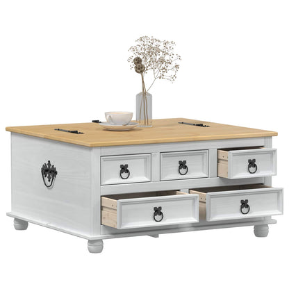 storage box con cassetto Bianco 90 x 78 x 45 cm Pino massello