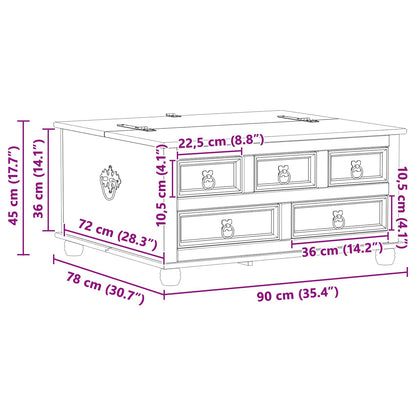 storage box con cassetto Bianco 90 x 78 x 45 cm Pino massello