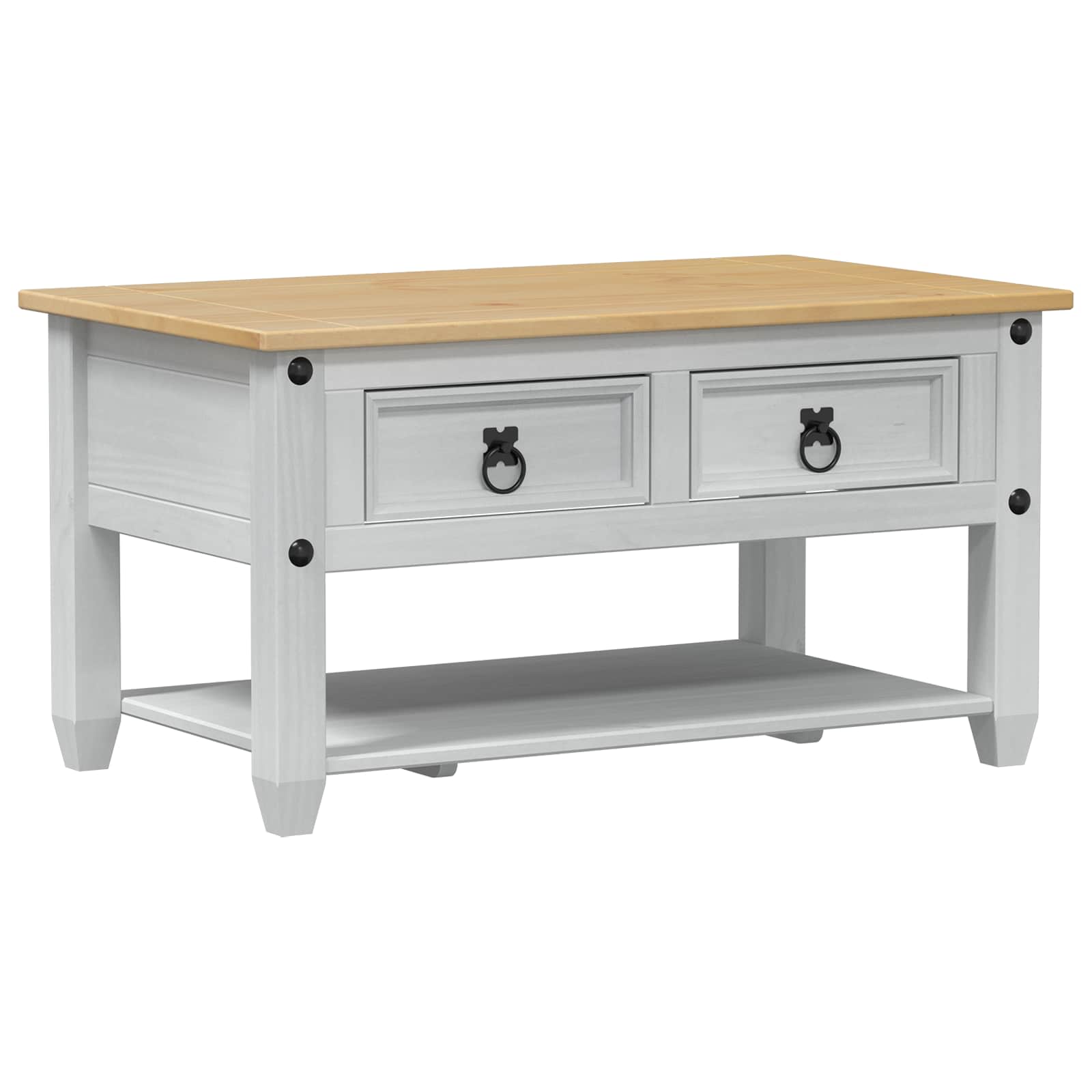 Tavolino da salotto Bianco 85 x 50 x 45 cm Pino massello | homemem39