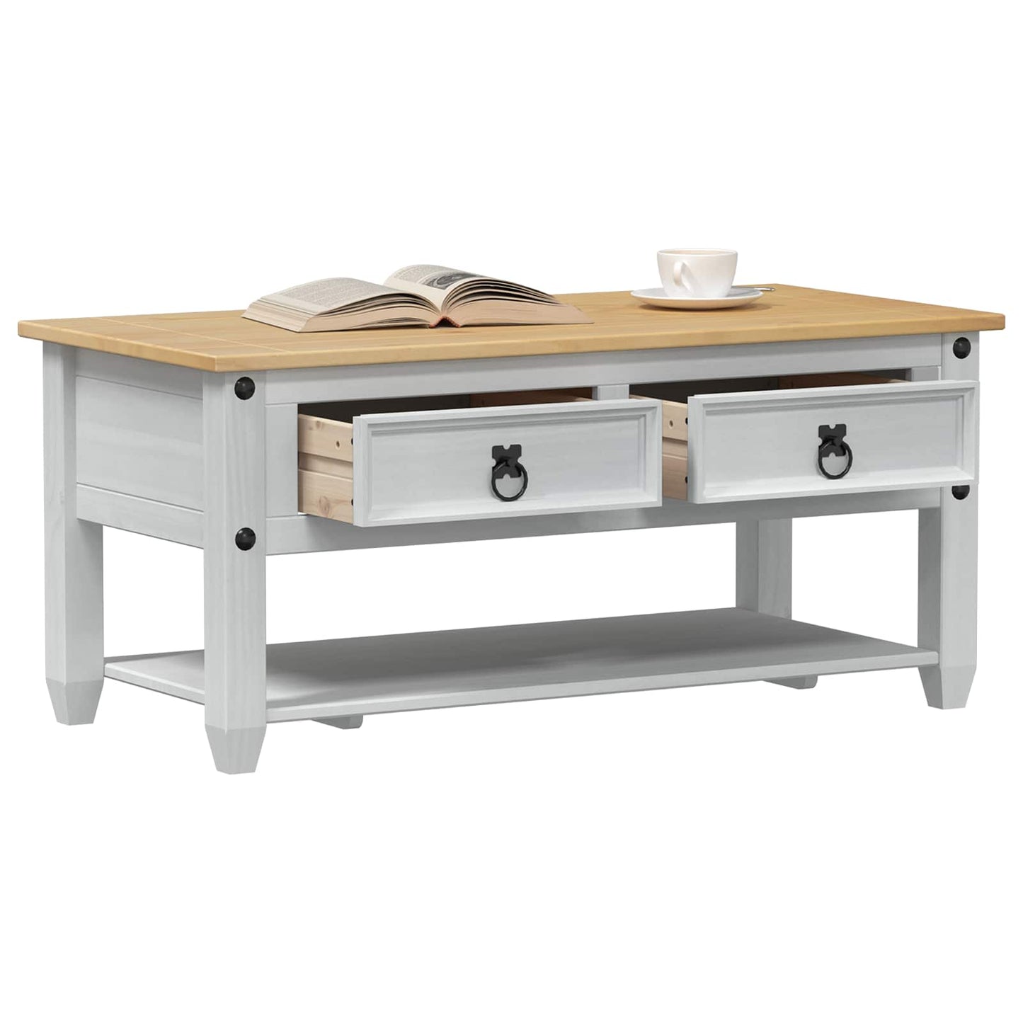 Tavolino da salotto con cassetto Bianco 100 x 48 x 45 cm | homemem39
