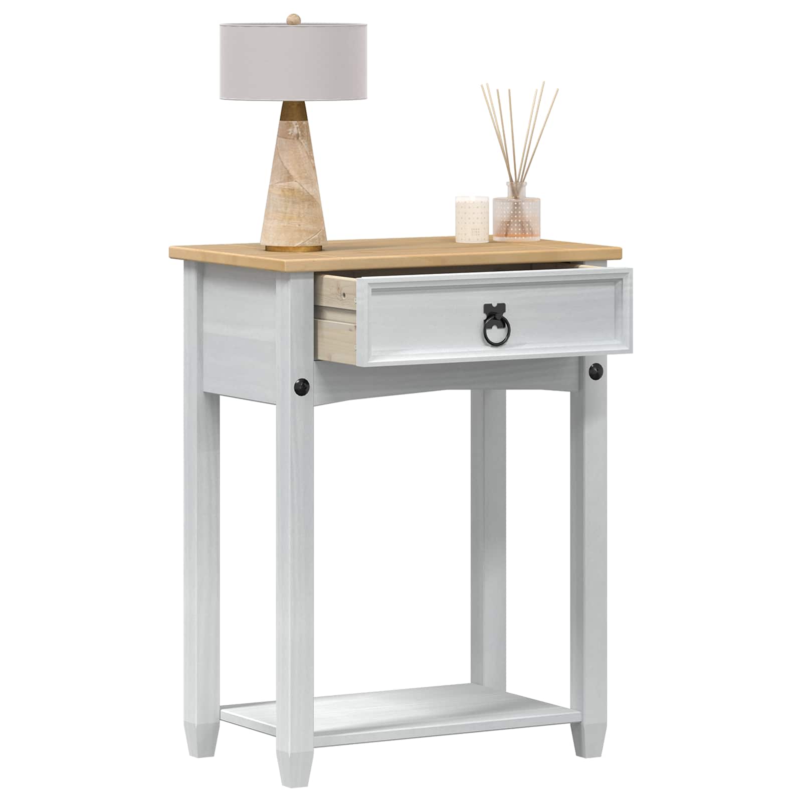 Tavolo Consolle Bianco 55 x 35 x 73 cm Pino massello | homemem39