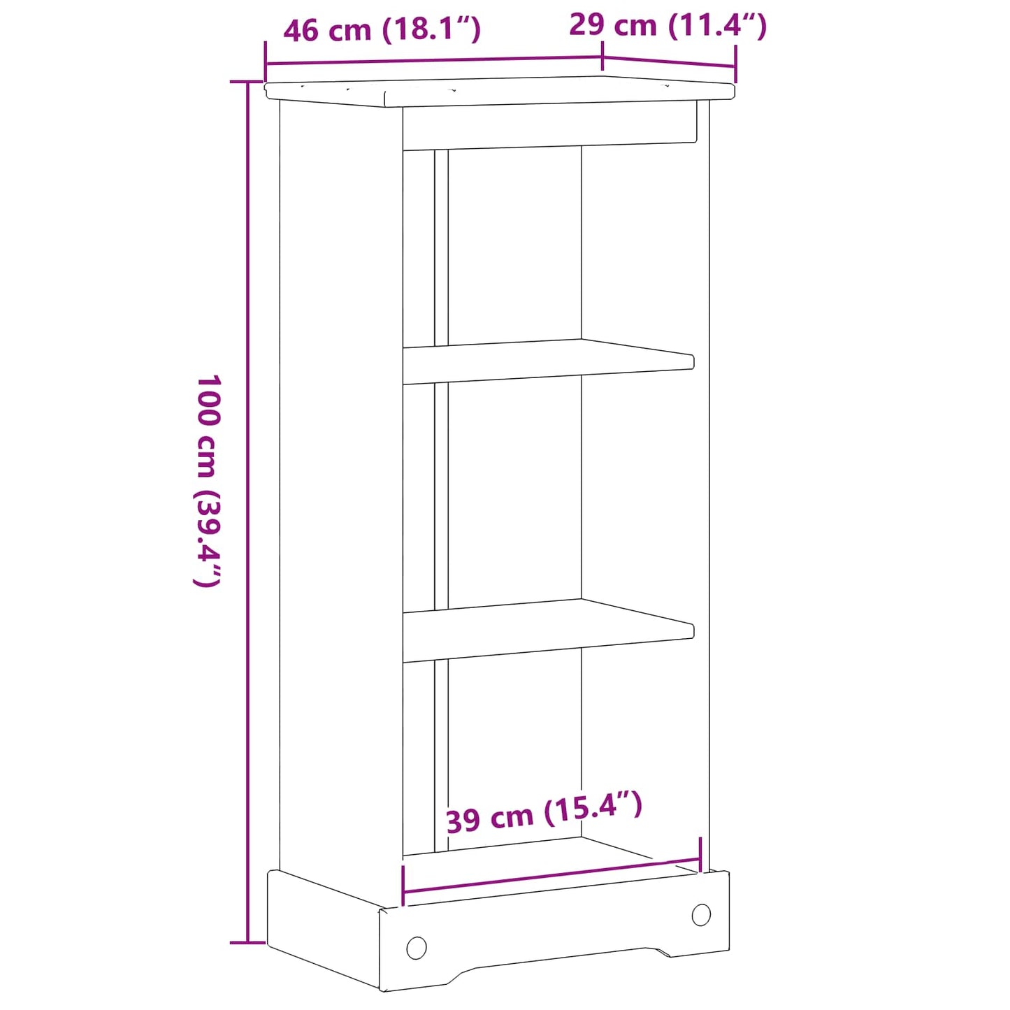 Libreria Bianco 46 x 29 x 100 cm Pino massello | homemem39