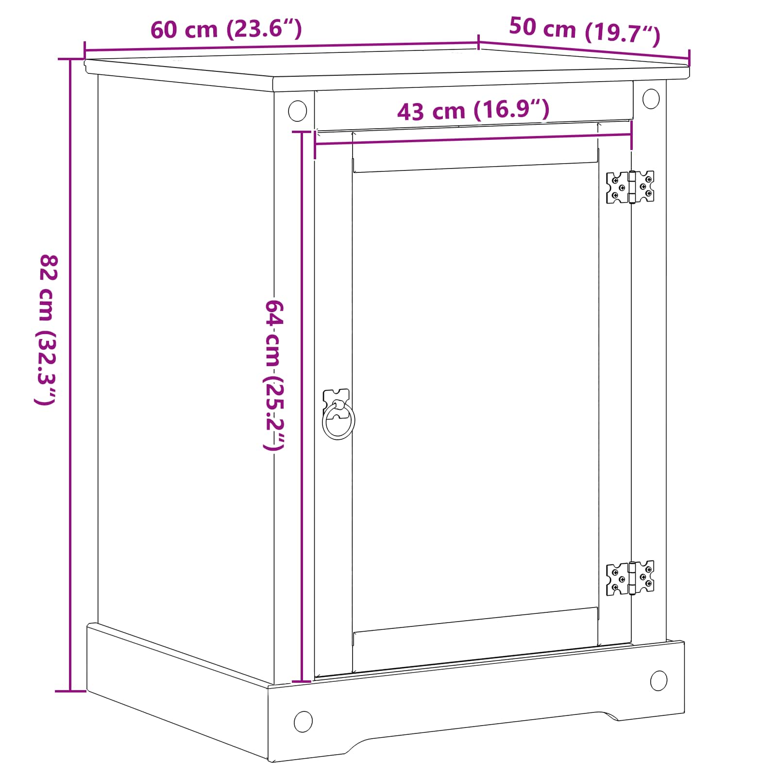 Mobile HiFi Bianco 60 x 50 x 82 cm Pino massello | homemem39