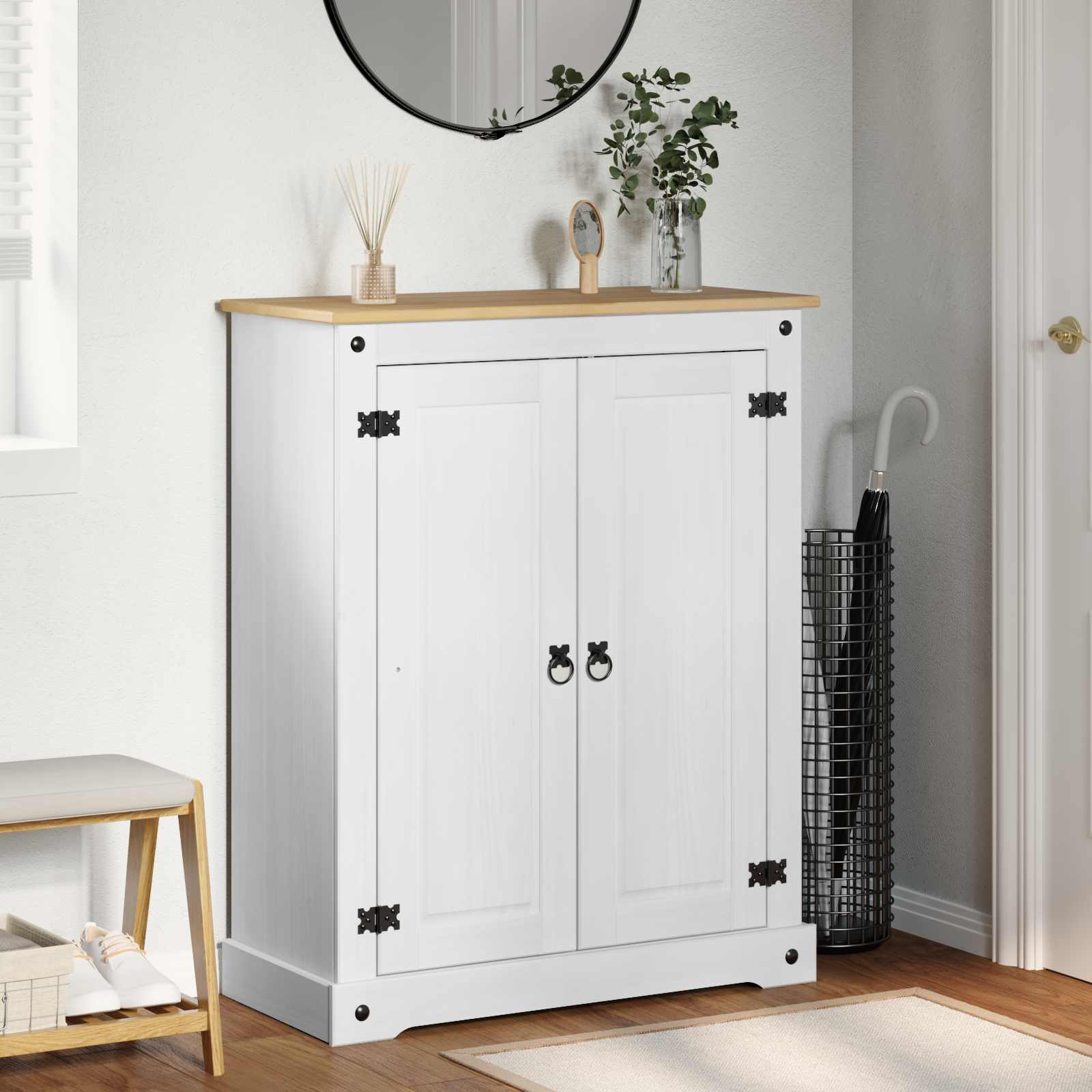 Mobile per scarpe Bianco 86 x 38,5 x 108 cm Pino massello | homemem39