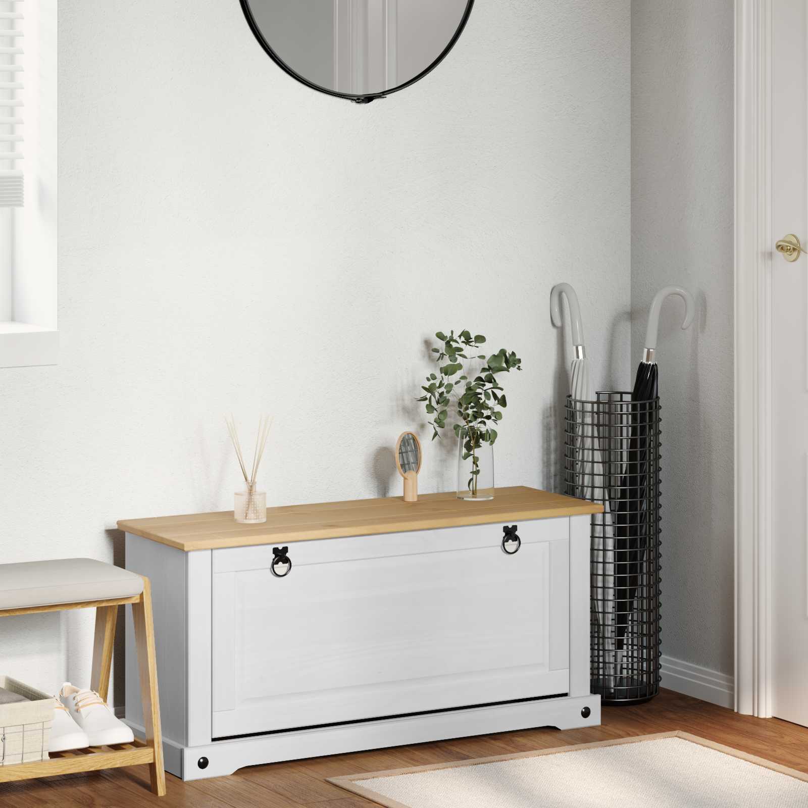 Mobile per scarpe Corona Bianco 99 x 32 x 49 cm Pino massello | homemem39