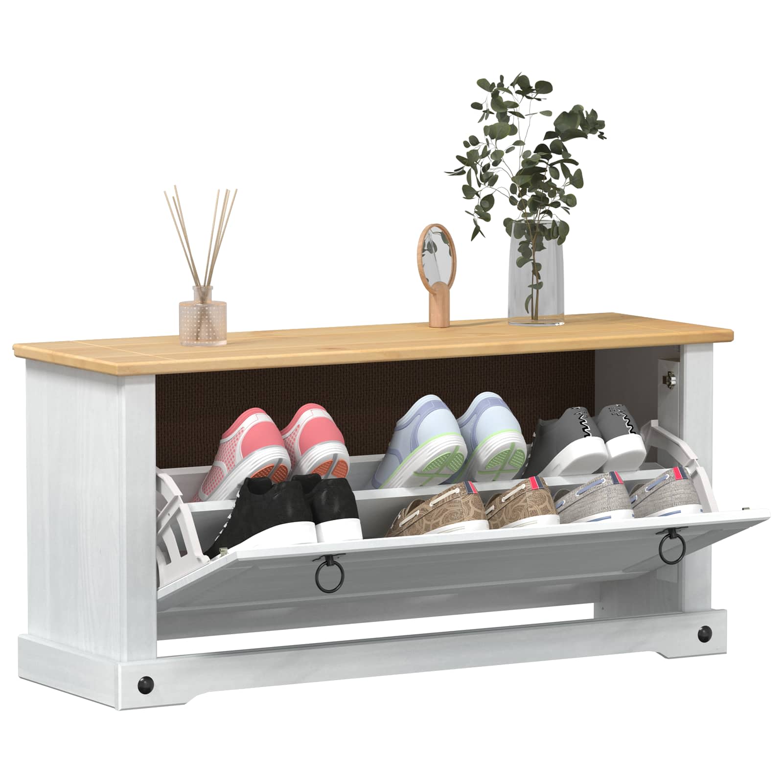 Mobile per scarpe Corona Bianco 99 x 32 x 49 cm Pino massello | homemem39