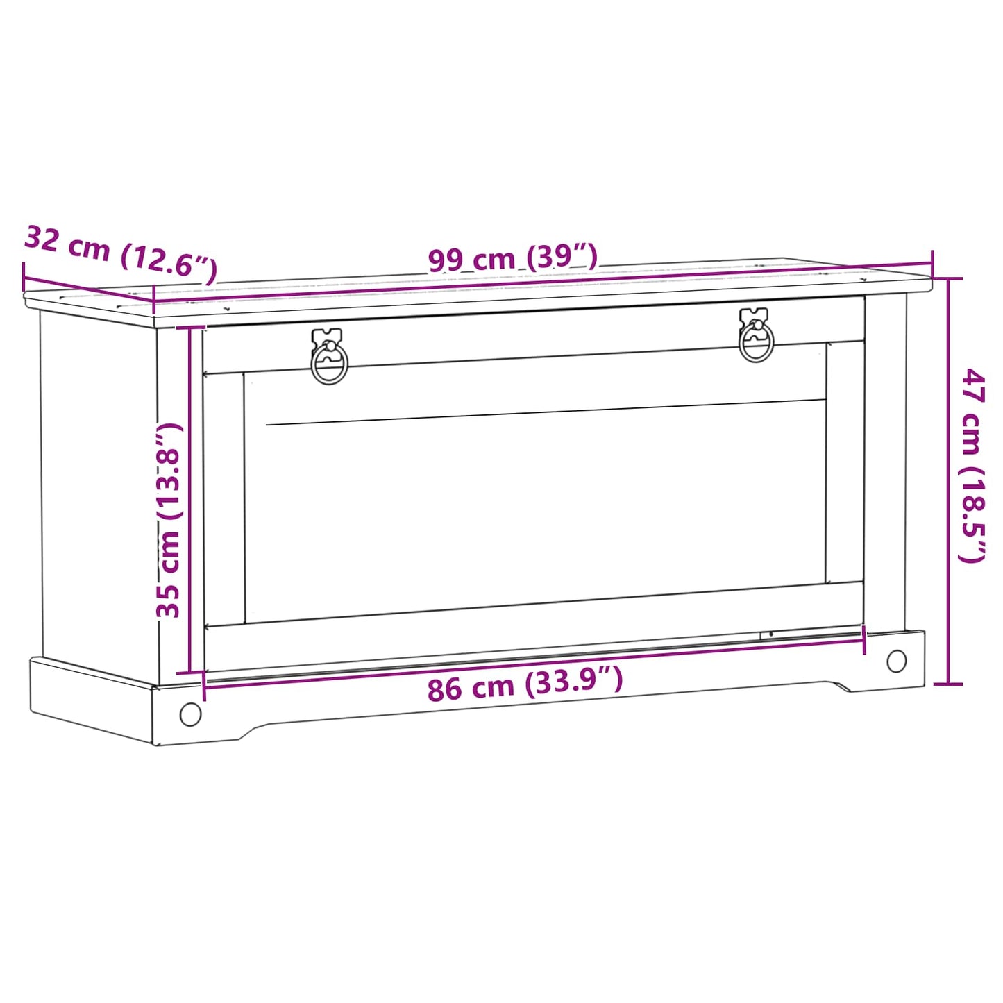 Mobile per scarpe Corona Bianco 99 x 32 x 49 cm Pino massello | homemem39