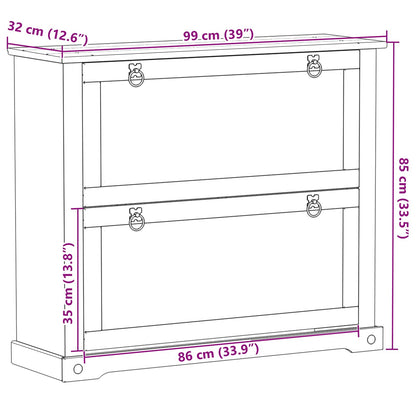 Mobile per scarpe Corona Bianco 99 x 32 x 85 cm Pino massello | homemem39