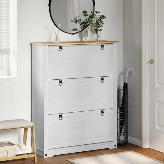 Mobile per scarpe Corona Bianco 99 x 32 x 122 cm Pino massello | homemem39