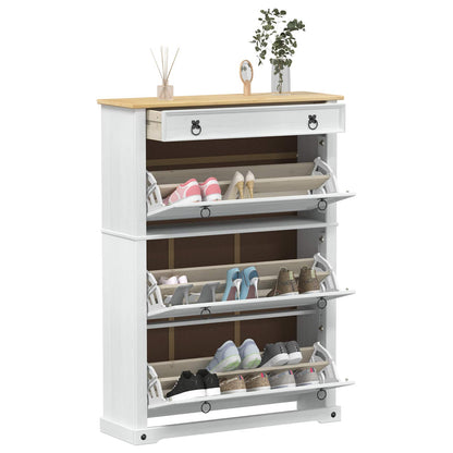 Mobile per scarpe Corona Bianco 99 x 32 x 138 cm Pino massello