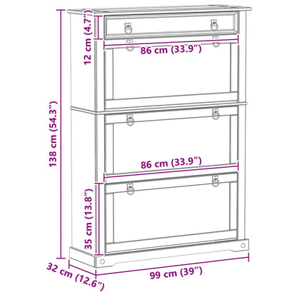Mobile per scarpe Corona Bianco 99 x 32 x 138 cm Pino massello