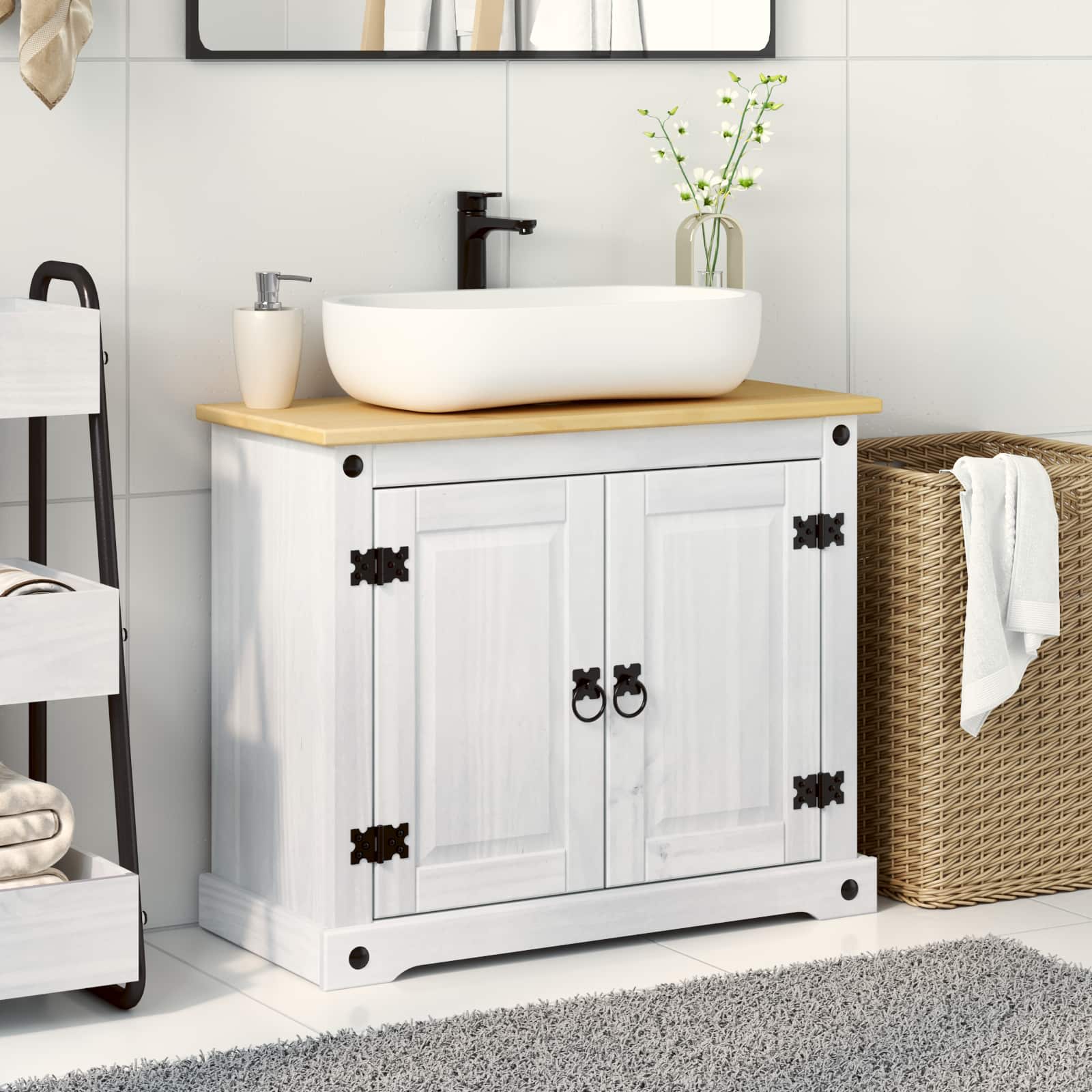 Armadio sottolavello Bianco 73 x 33 x 60 cm Pino massello | homemem39