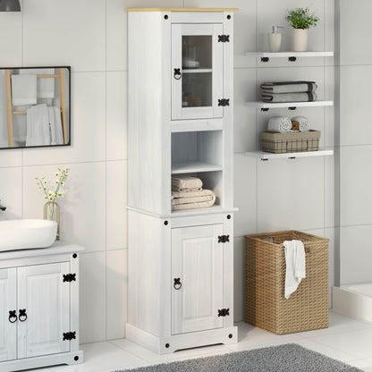 Mobile da Bagno con porta Bianco 50 x 40 x 185 cm Pino massello