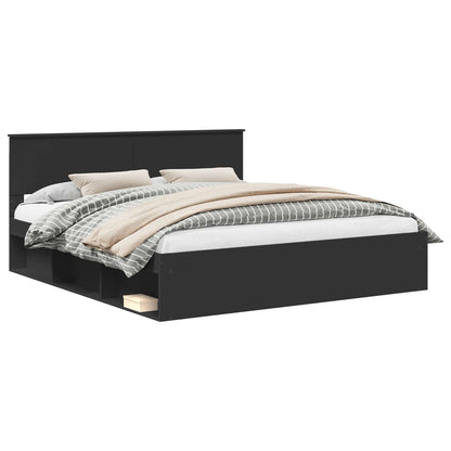 Struttura del letto Nero 180 x 200 cm Legno multistrato | homemem39
