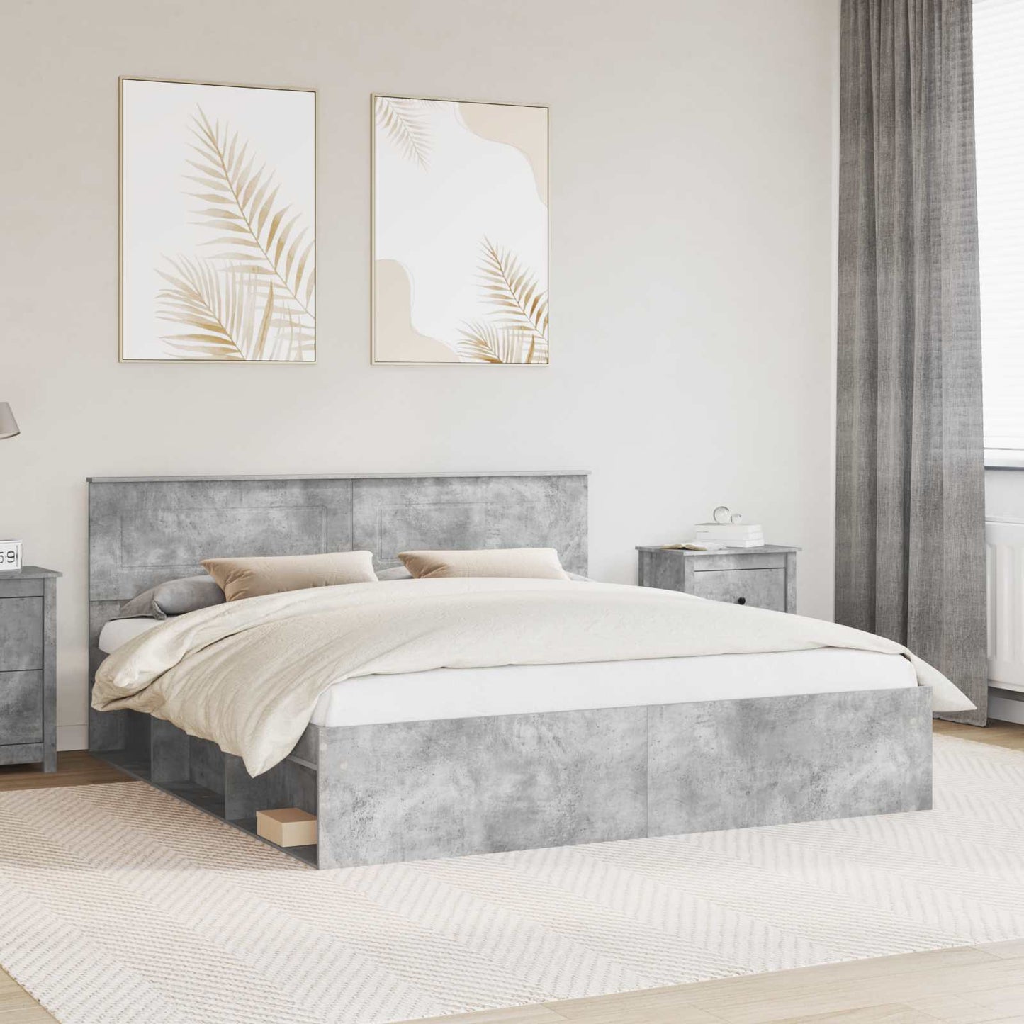 Struttura del letto Calcestruzzo 180 x 200 cm Legno multistrato | homemem39