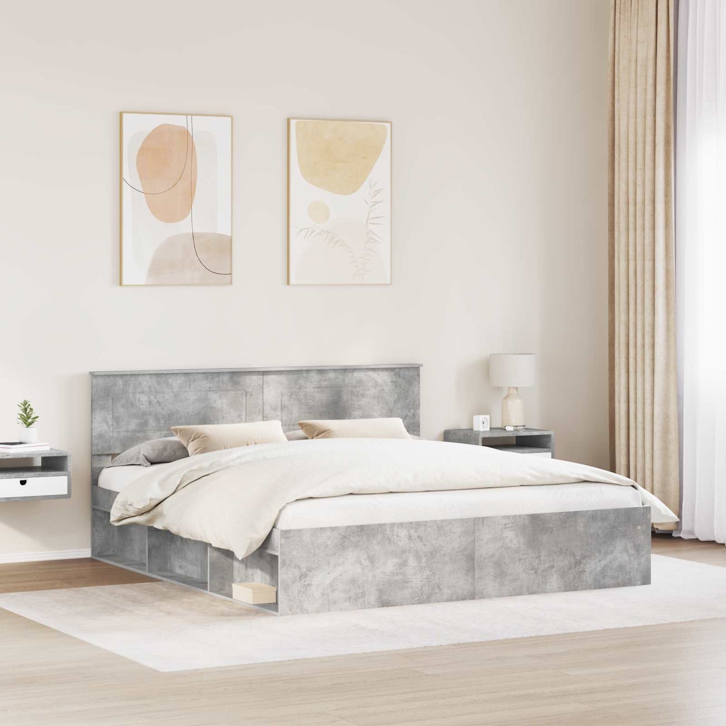 Struttura del letto Calcestruzzo 180 x 200 cm Legno multistrato | homemem39