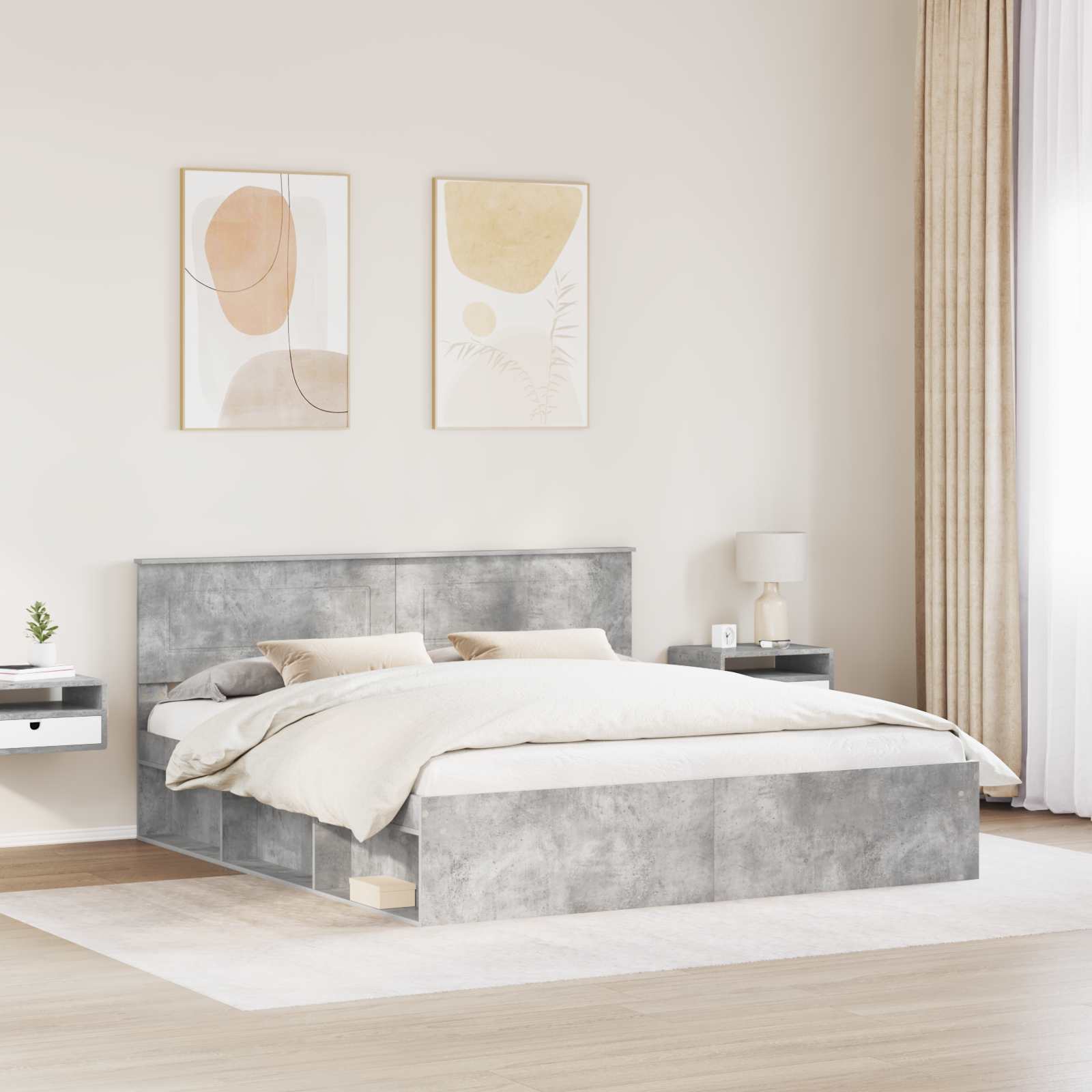 Struttura del letto Calcestruzzo 180 x 200 cm Legno multistrato | homemem39