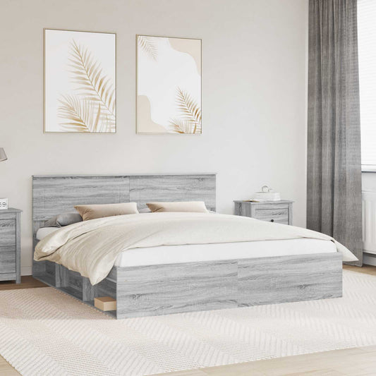 Struttura del letto con testiera Grigio Sonoma 180 x 200 cm | homemem39